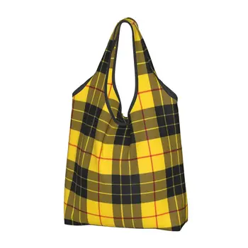 Женская повседневная сумка через плечо в желтую, серую, черную клетку, сумка-тоут большой емкости, портативная сумка для хранения, складные сумки