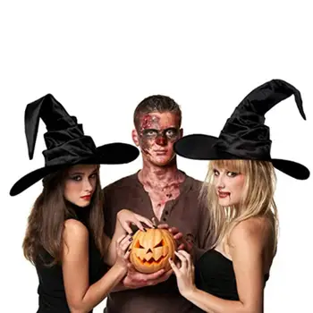 Шляпа ведьмы для костюмированной вечеринки Стильная шляпа ведьмы на Хэллоуин для маскарада, косплей, черная шляпа с широкими полями, принадлежности для костюмов, долговечность