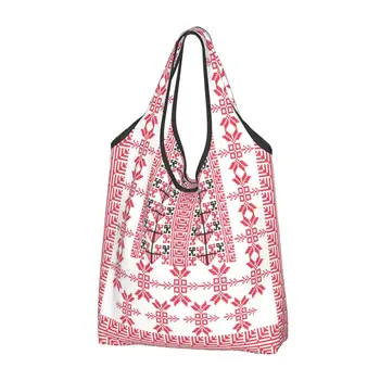 Симпатичные сумки для покупок с вышивкой крестиком в Палестине, портативная палестинско-арабская сумка Tatreez для продуктовых покупок
