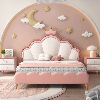Деревянные розовые детские кровати Напольный переносной дизайн Индивидуальные кровати Детские каркасы для девочек Ящики Мебель для дома Cuna De Madera MQ50CB