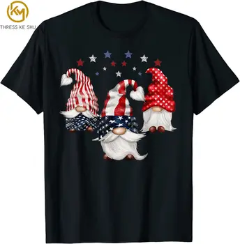4 июля, Забавная милая футболка с патриотическими гномами и американским флагом, Harajuku, повседневные хлопковые футболки Four Seasons