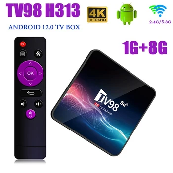 ТВ-приставка TV98 1G + 8G 2,4G и 5G Wifi Allwinner H313 4Kx2K Android 12 Телеприставка Медиаплеер TV98 Прочный Многоразовый Штекер EU